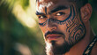 © Birgit Reitz-Hofmann - Indigenous Maori Man with tribal body paint posing in the jungle