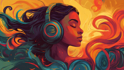 girl with headphones