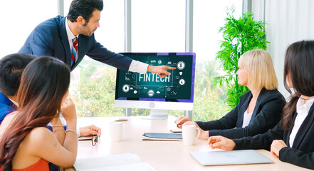 Poster - fintech financial technology software for modish business to analyze marketing strategy