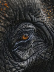 Poster - Examining the close-up details of an elephant's eye highlights the unique texture of its skin and the depth of its captivating gaze. Generative AI
