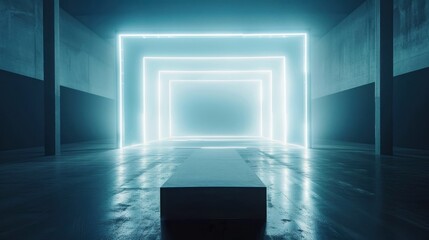 Poster - Futuristic Neon Light Installation in Dark Space