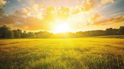 Wall Mural - Vibrant Sunrise Over Golden Field