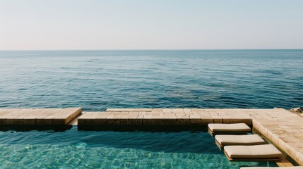 Canvas Print - Tranquil Seaside Pool with Calm Waters