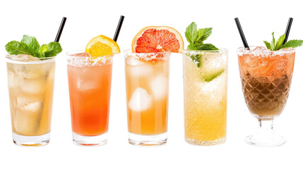Poster - refreshing summer cocktails arranged elegantly for outdoor enjoyment generative ai