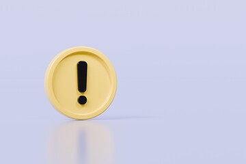 Wall Mural - 3d warning caution icon sign symbol isolated on purple background. error alert safety concept.3d min