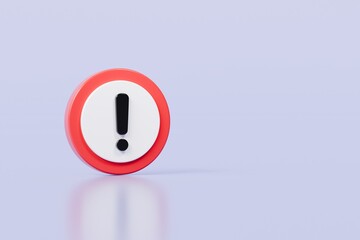 Wall Mural - 3d warning caution icon sign symbol isolated on purple background. error alert safety concept.3d min