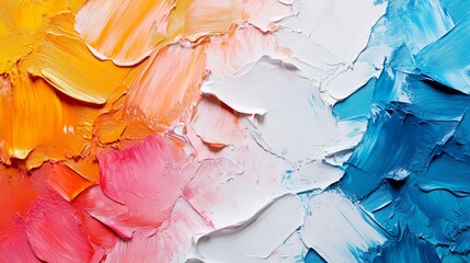 Poster - Abstract modern painting with orange, pink and white colors, soft brush strokes and texture