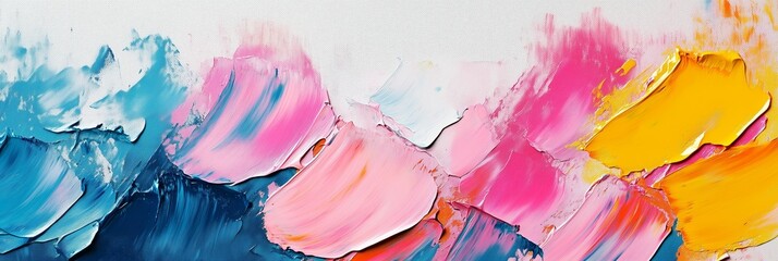 Poster - Abstract modern painting with orange, pink and white colors, soft brush strokes and texture