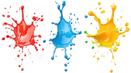 Poster - Colorful Splashes of Red Blue and Yellow on White Generative AI