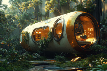 Fototapete - A prototype space habitat designed for long-term living, emphasizing innovations in creating sustainable life support systems. Concept of space habitats.