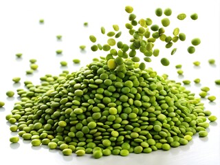 Long Exposure of Green Lentils on White Background for Food Photography