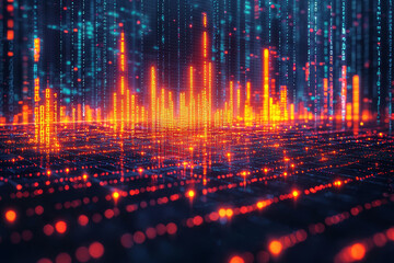 Poster - A machine learning algorithm predicting market trends, representing AI's role in financial forecasting. Concept of finance.