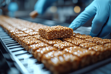 Sticker - A lab creating insect-based protein bars as an alternative source of nutrition, emphasizing future food innovations. Concept of insect-based food.