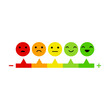 © Shawez Stock - Rating feedback emoji with face happy sad mood emotion expression. Survey review rating icons vector illustration isolated on white