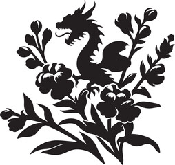 Snapdragon Flower vector, Snapdragon silhouette vector icon black and white