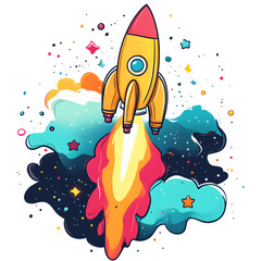 Wall Mural - graphics of space, planets, and astronauts on a white background.