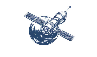 Wall Mural - graphics of space, planets, and astronauts on a white background.