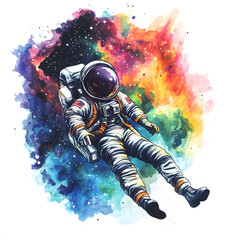 Wall Mural - graphics of space, planets, and astronauts on a white background.