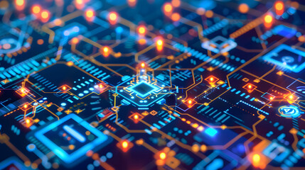 Fototapete - AI-Powered Intrusion Detection System: An AI brain glowing with data streams, analyzing and intercepting cyber threats in real-time,