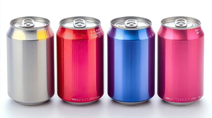 Poster - Assorted Aluminum Beverage Cans in Various Colors Arranged Together Generative AI