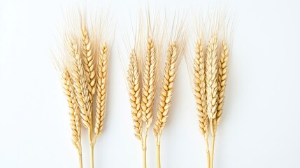 Poster - Ears of Wheat Arranged Neatly on a White Background for Display Generative AI