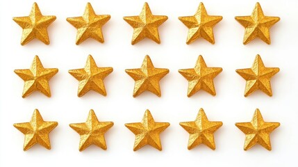 Poster - Sets of Golden Stars Arranged on a White Background for Decoration Generative AI