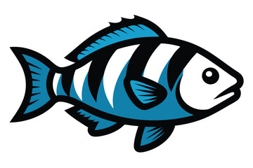 Solid color Sheepshead Fish animal vector design