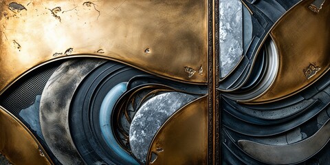 Poster - Abstract metal background with geometric shapes and textures.