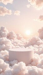 Wall Mural - a cloud podium in a dreamy sky, perfect for serene product displays.
