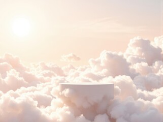 Wall Mural - a cloud podium in a dreamy sky, perfect for serene product displays.