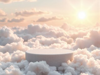 Wall Mural - a cloud podium in a dreamy sky, perfect for serene product displays.