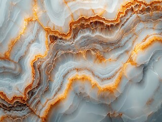 Poster - Closeup of white and gold marble with a swirling pattern.