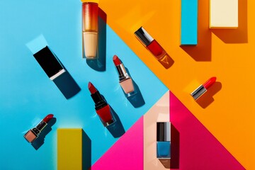 cosmetics beauty of nail polish and lipstick