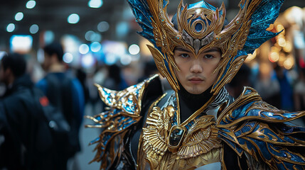 Vibrant cosplay convention, elaborate costumes 