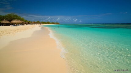 Wall Mural - Eagle Beach: Caribbean's white-sand paradise.