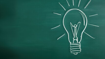 A chalk drawing of a glowing lightbulb symbolizes innovation and creative thinking in education and business settings.