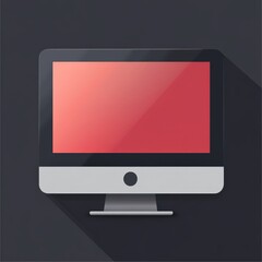 Modern computer monitor with a vibrant red screen on a sleek gray background, ideal for showcasing digital content or technology concepts. mobile application icons