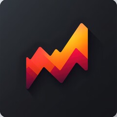 Stylized graph icon showcasing data increase with vibrant orange and red colors on a dark background. mobile application icons