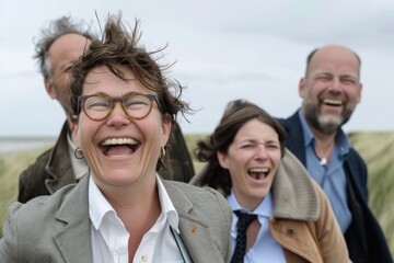 Portrait of a group of friends having fun together on the beach