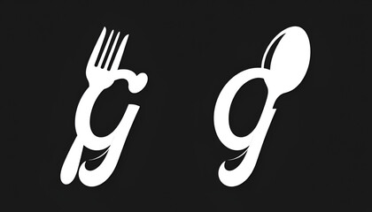 spoon fork letter G food restaurant inspiration logo