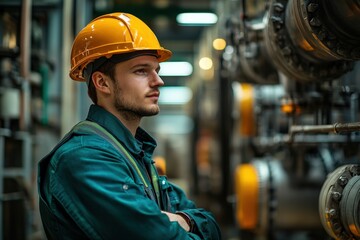 Confident Male Engineer in Industrial Plant Setting