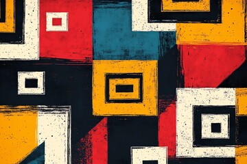 Poster - Abstract geometric pattern with vibrant colors and textured background.