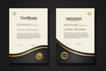 Wall Mural - Luxury certificate template with textured effect dan line gold shine on frame background. new Collections