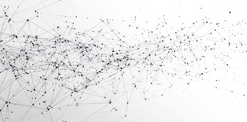 Aufkleber - Abstract white background with black interconnected dots and lines.