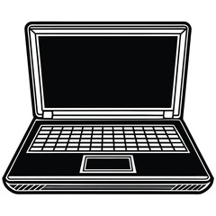 laptop pc icon vector design template silhouette for coloring page use