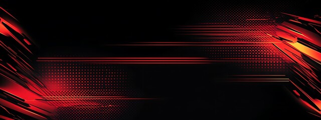 Poster - Abstract red and black background with geometric shapes and lines.