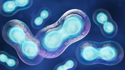Wall Mural - cell division, embryonic stem cell or human cell 3d illustration.