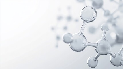 abstract depiction of transparent molecular structures against a soft white background.