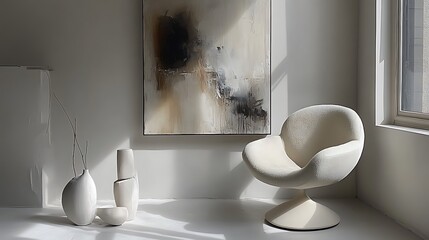 Poster - Modern Sleek Monochrome Abstract Art Arrangement
