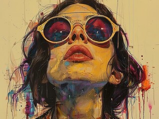 Colorful Portrait of a Woman in Sunglasses